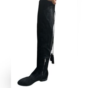 Marc Fisher Black Over-the-Knee Boots with Tassel Detail